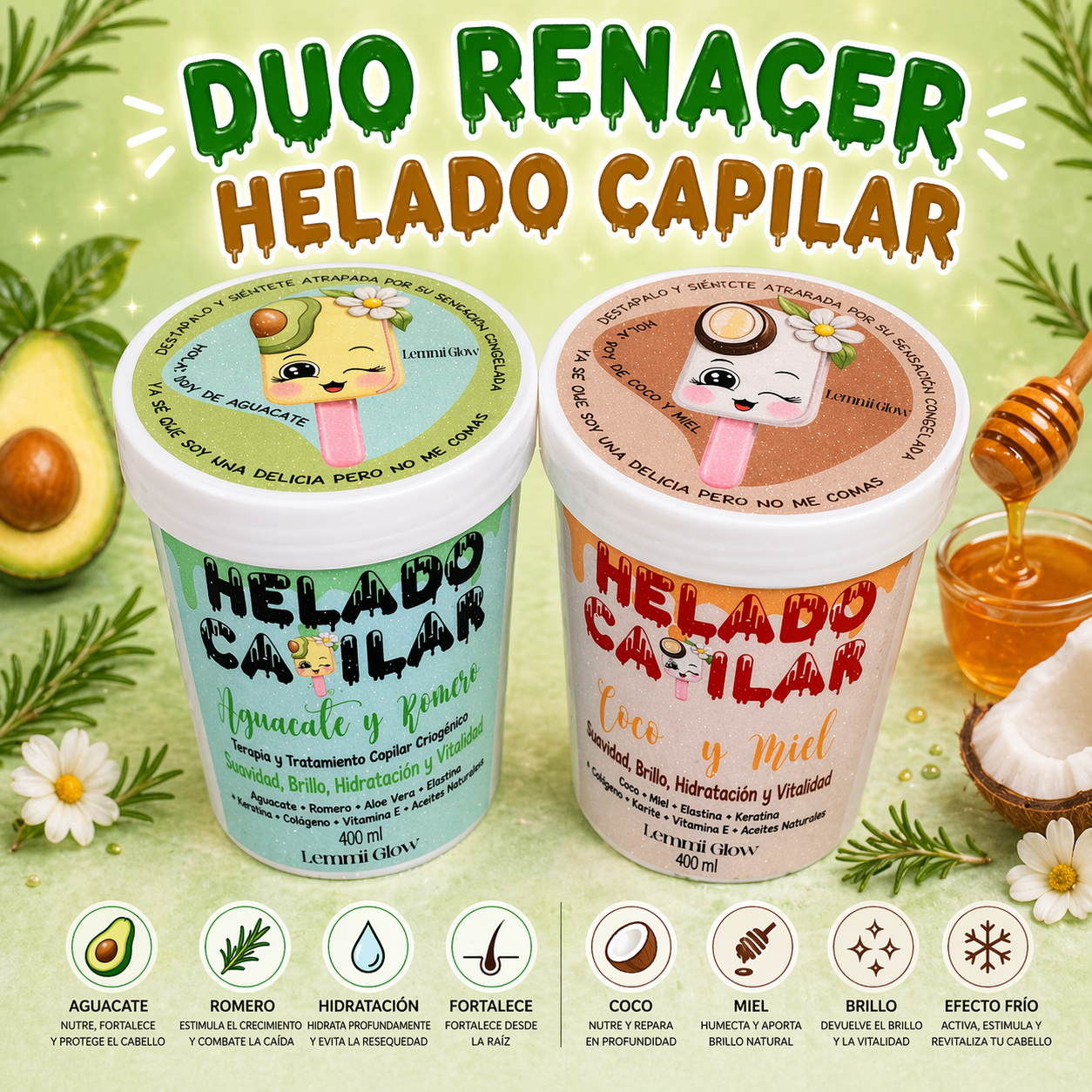 🥑DUO RENACER HELADO 🥶CAPILAR 🍯 - EL MEJOR ALIADO PARA TU CABELLO 💇🏻‍♀️